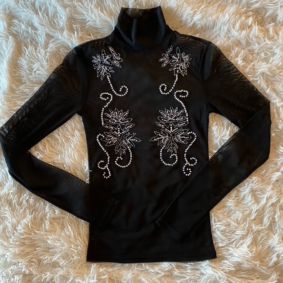 NA-KD Embellished Mesh Turtleneck - Picture 3 of 4
